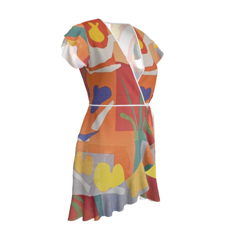 Rich and Rich Orange Abstract Flower Tea Dress