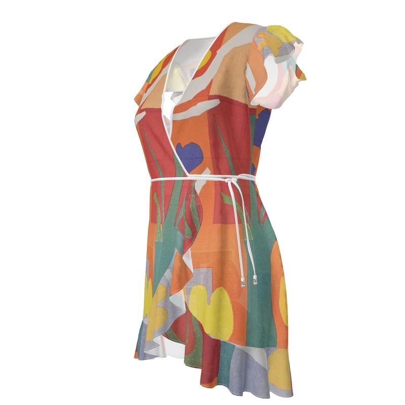 Rich and Rich Orange Abstract Flower Tea Dress