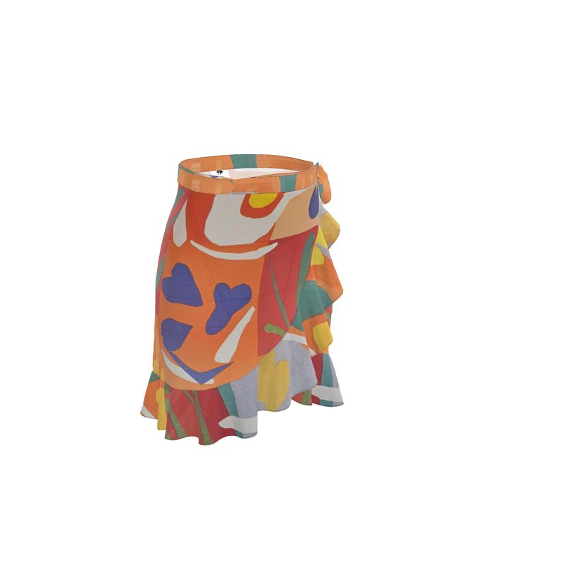 R&RH Orange Abstract Designer Flounce Skirt with vibrant orange and abstract pattern