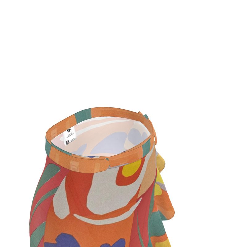 R&RH Orange Abstract Designer Flounce Skirt with vibrant orange and abstract pattern