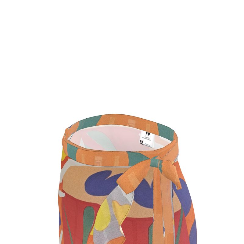 R&RH Orange Abstract Designer Flounce Skirt with vibrant orange and abstract pattern