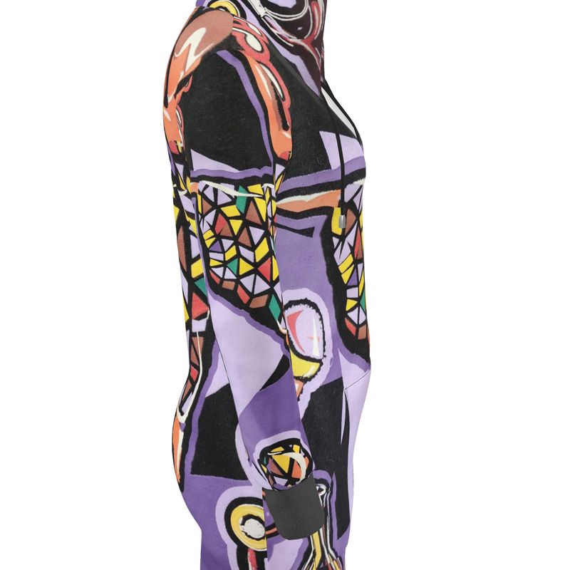 Rich and Rich Purple Abstract Women's Hoodie Dress with kangaroo pocket and hood