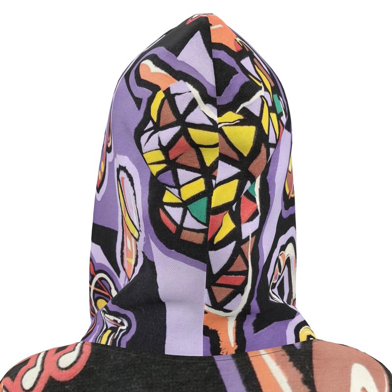 Rich and Rich Purple Abstract Women's Hoodie Dress with kangaroo pocket and hood