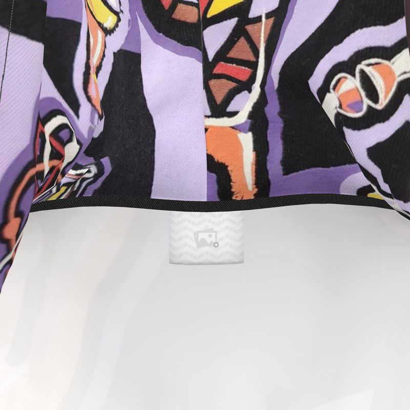 Rich and Rich Purple Abstract Women's Hoodie Dress with kangaroo pocket and hood