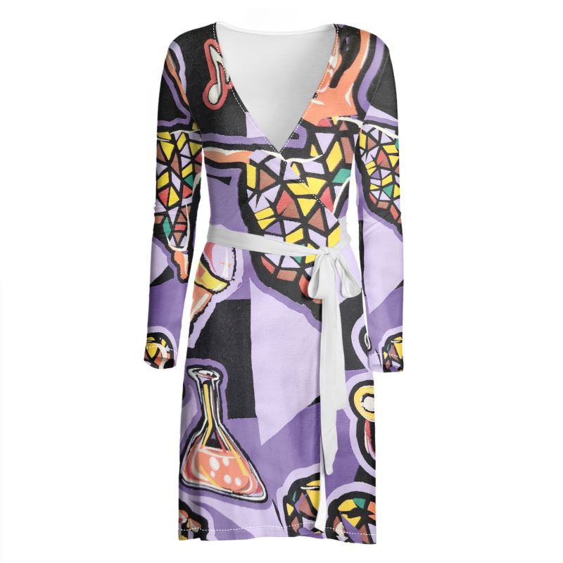 Rich and Rich Purple Abstract Women's Wrap Dress