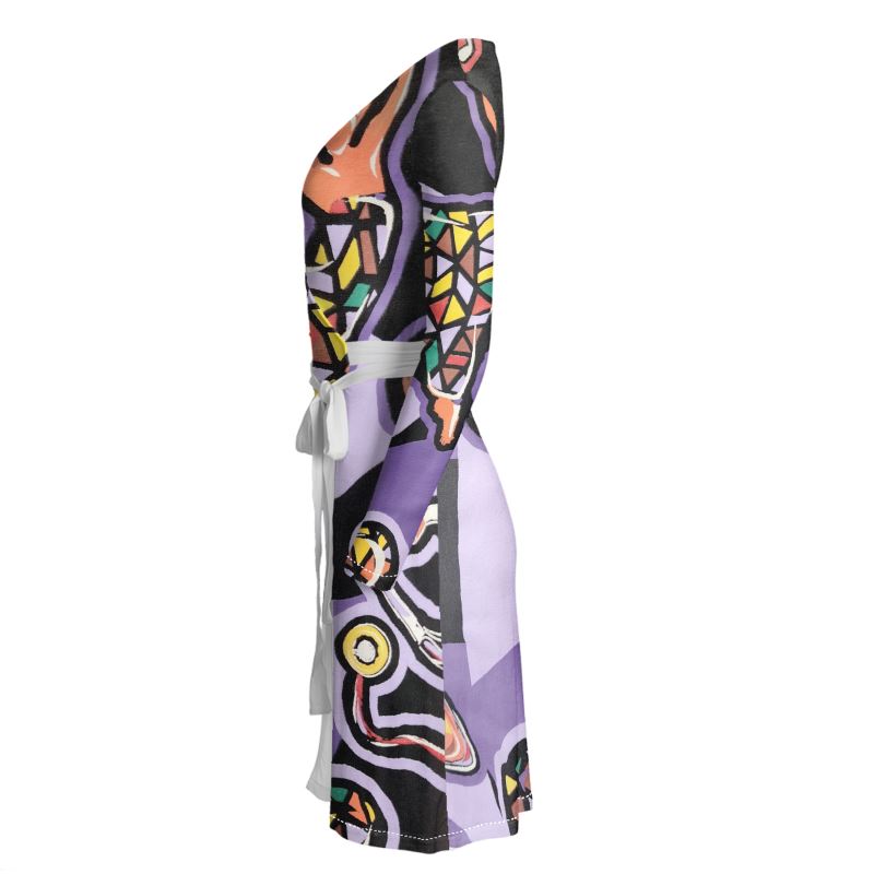 Rich and Rich Purple Abstract Women's Wrap Dress