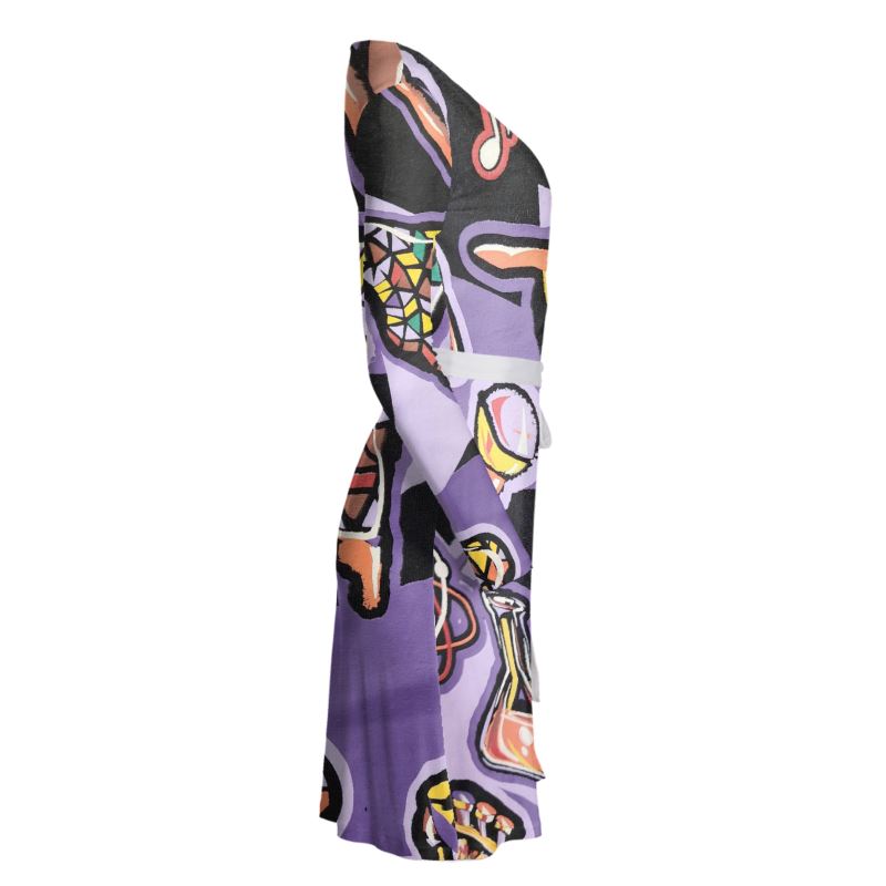 Rich and Rich Purple Abstract Women's Wrap Dress