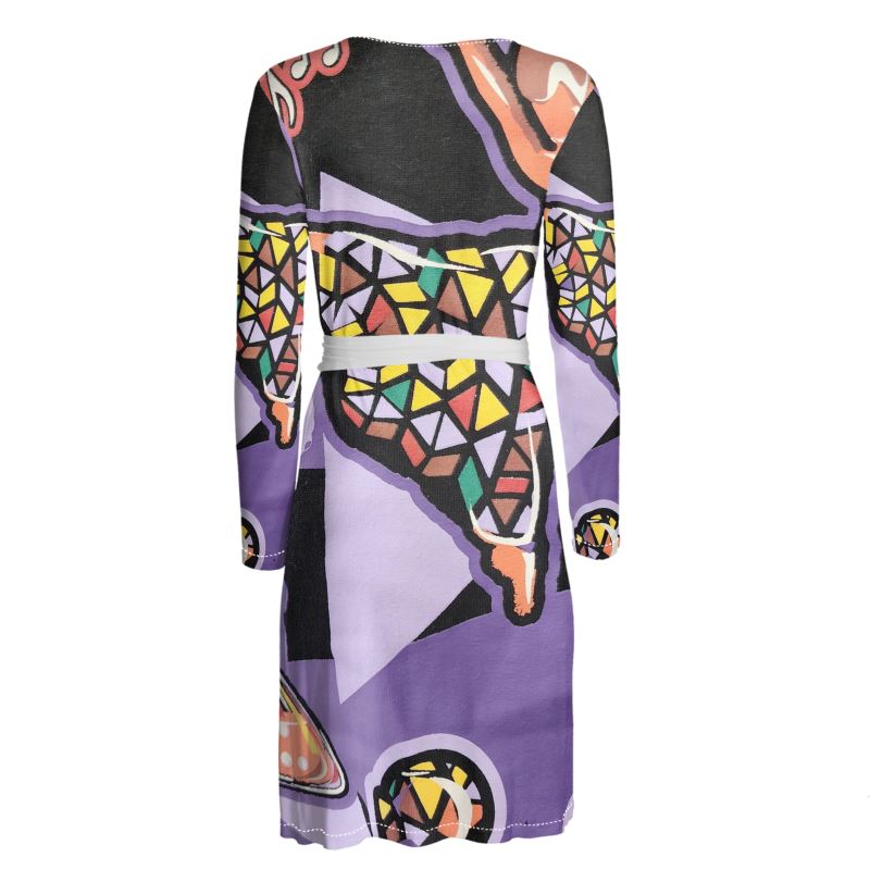 Rich and Rich Purple Abstract Women's Wrap Dress