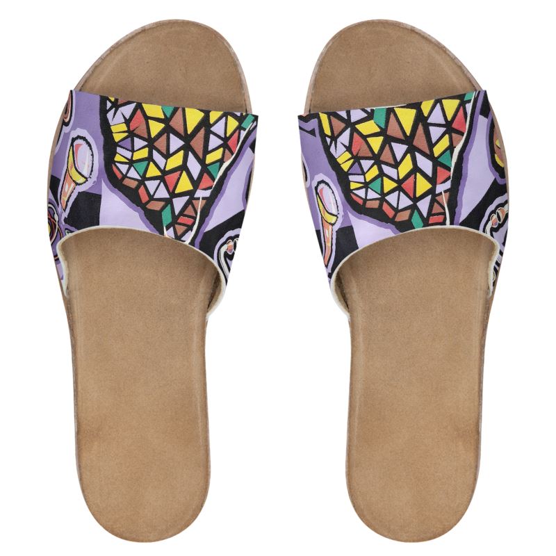 Womens Leather Sliders