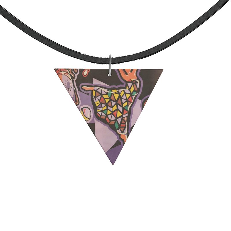 Rich and Rich Purple Abstract Wooden Pendant Geometric Shapes