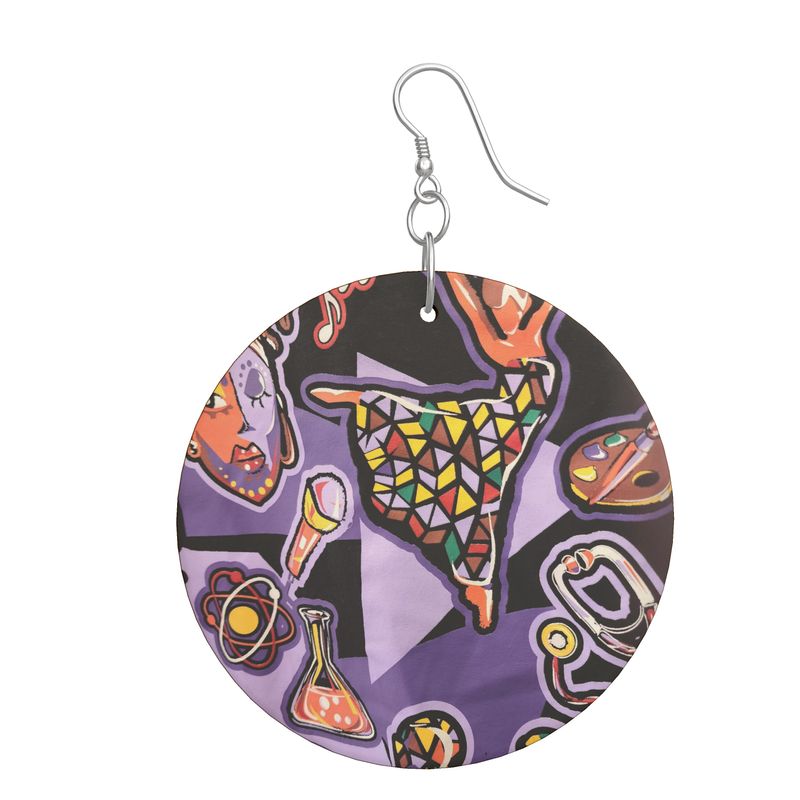 Rich and Rich Purple Love Abstract Artwork Woman's Wooden Earrings: Organic Shape
