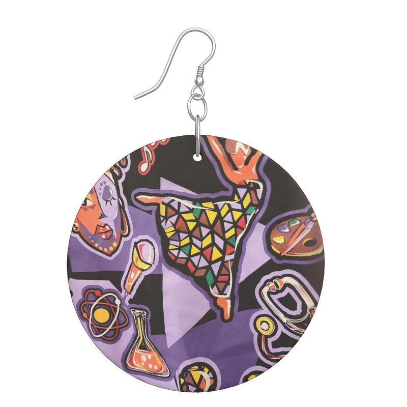 Rich and Rich Purple Love Abstract Artwork Woman's Wooden Earrings: Organic Shape
