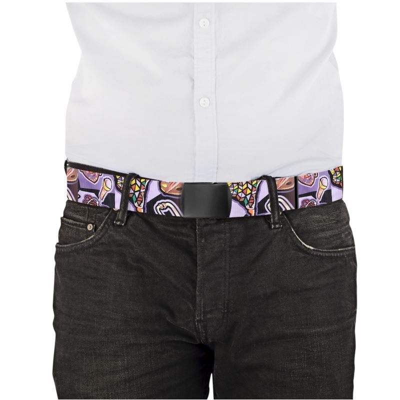 Poly webbing belt with metallic nickel flip-top buckle, 48-inch length and 1.5-inch width