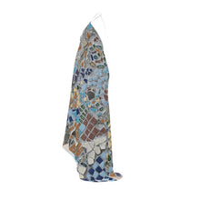 Load image into Gallery viewer, R&amp;RH Marble Earthtone Halterneck Backless Dress
