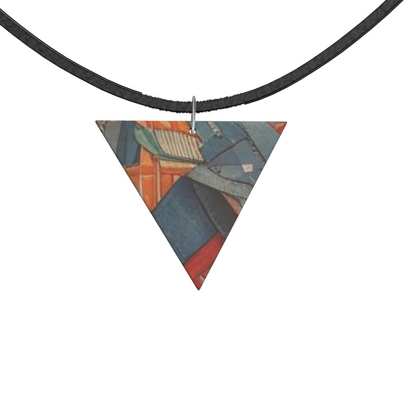 Rich and Rich Denim Look Wooden Pendant Geometric Shapes