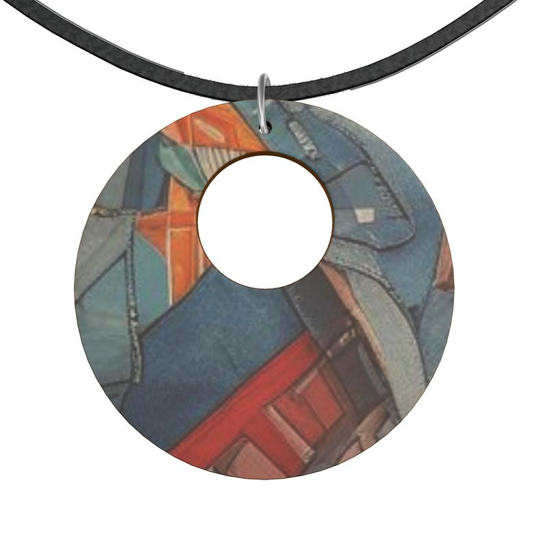 Rich and Rich Denim Blue Look Wooden Pendant Organic Shapes