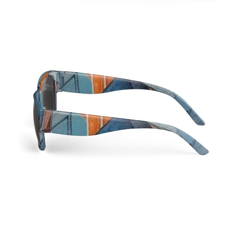 Rich and Rich Blue Abstract Unisex Designer Sunglasses showcasing bold blue abstract pattern on sleek frame