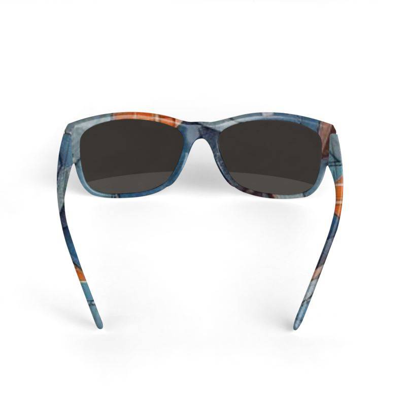 Rich and Rich Blue Abstract Unisex Designer Sunglasses showcasing bold blue abstract pattern on sleek frame