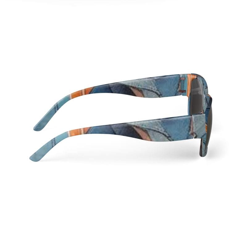 Rich and Rich Blue Abstract Unisex Designer Sunglasses showcasing bold blue abstract pattern on sleek frame