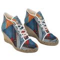 Rich and Rich Blue Geometric Ladies Wedge Espadrilles