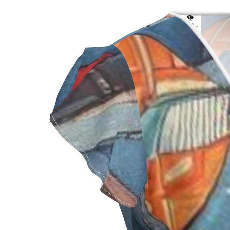 Rich and Rich Blue Patchwork Look Designer Tea Dress