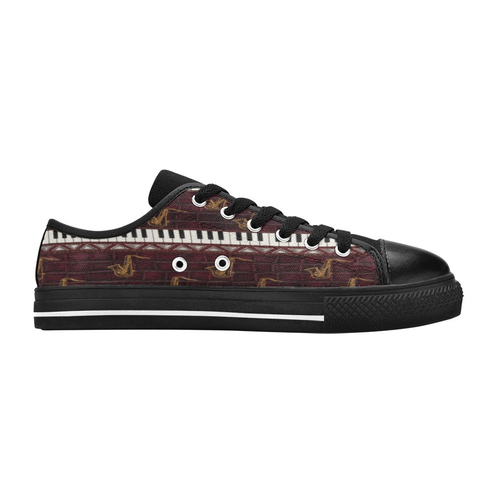 Rich and Rich Men’s Burgundy Piano/Saxophone Low-Top Sneakers