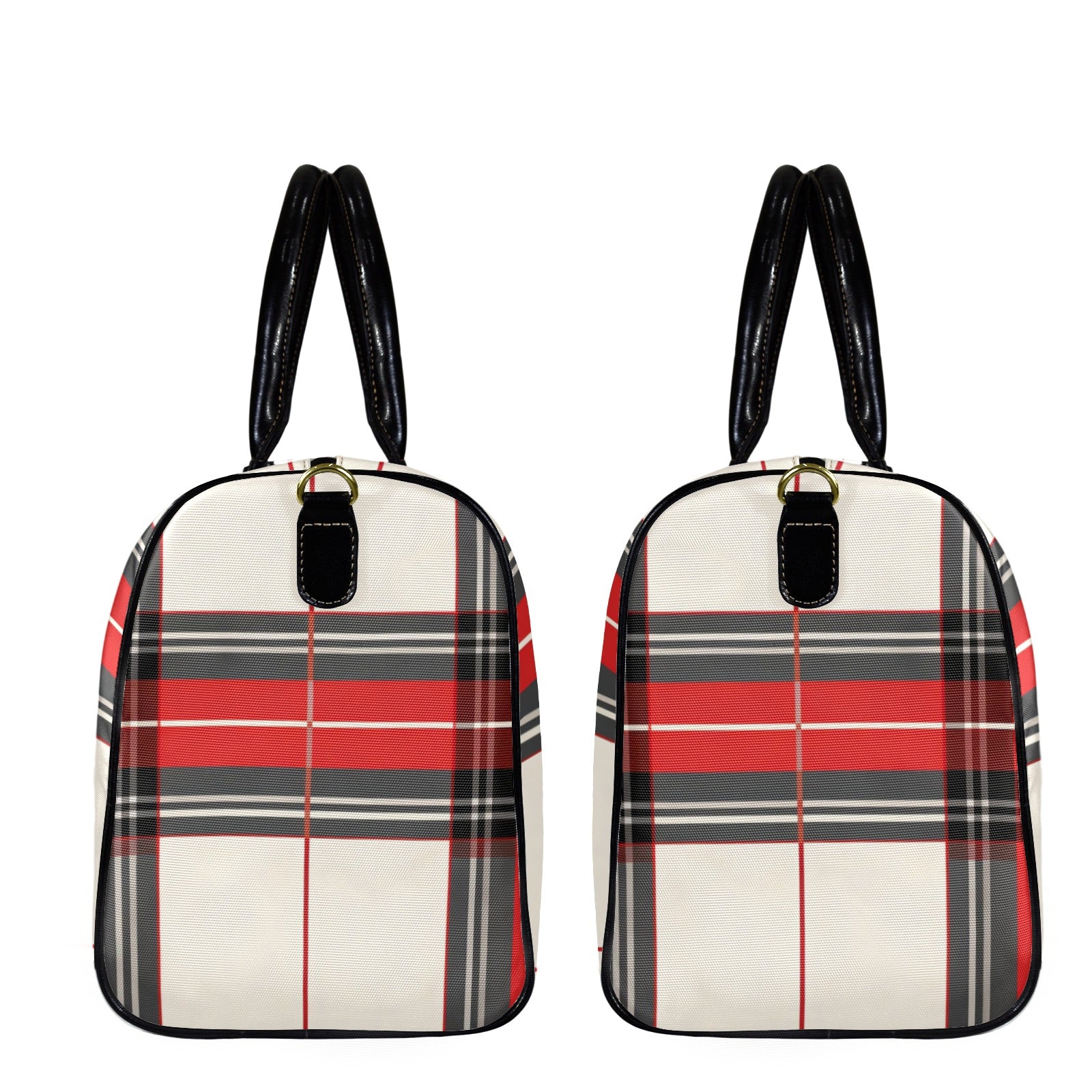 Rich and Rich Beige and Red Checkered Leather Premium 1200D Nylon Travel Bag for Gym & Travel