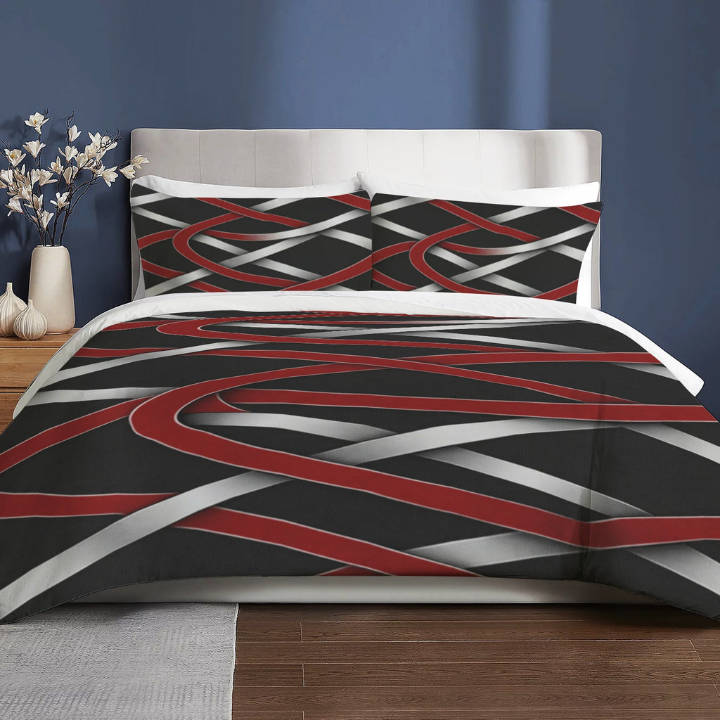 Rich and Rich Black Abstract Pattern 3 Piece Bed Set | Soft 3-Piece Bedding Set 94x104 Inch