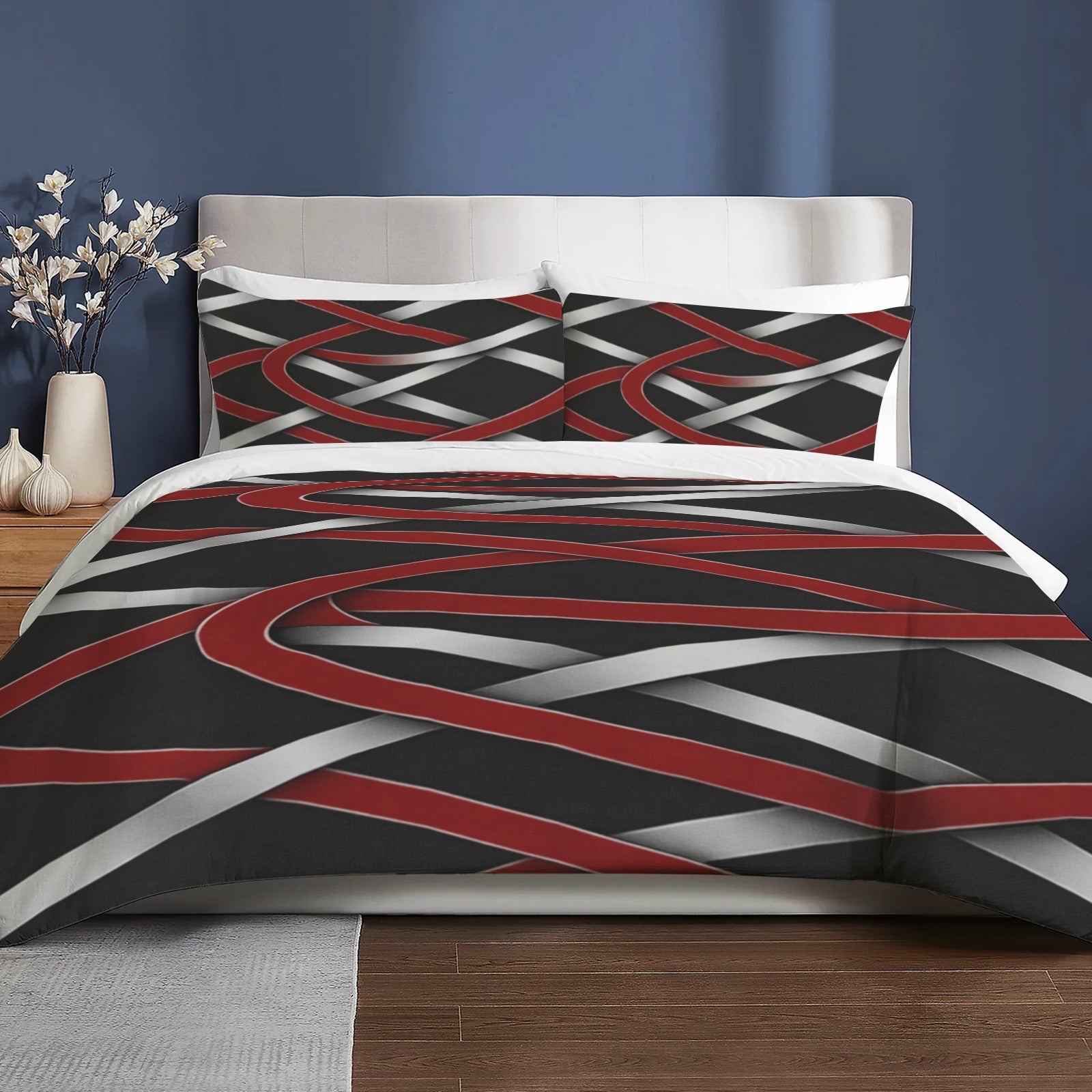 Rich and Rich Black Abstract Pattern 3 Piece Bed Set | Soft 3-Piece Bedding Set 94x104 Inch