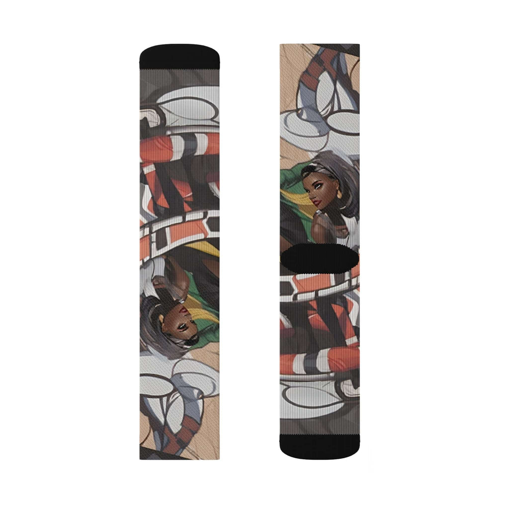 R&RH Lady Viper Socks with vibrant all over print and cushioned bottoms