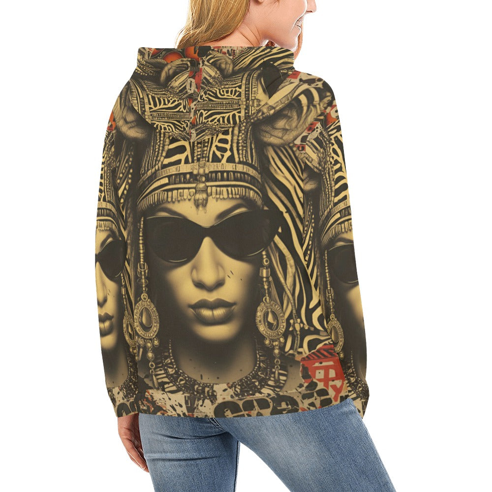 Rich and Rich Retro-Inspired Mixed Media Women's Brown Caricature Hoodie
