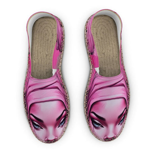 R&RH 'Her Eyes' Pink Designer Unisex Espadrilles with Jute Insole and Non-Slip Rubber Sole