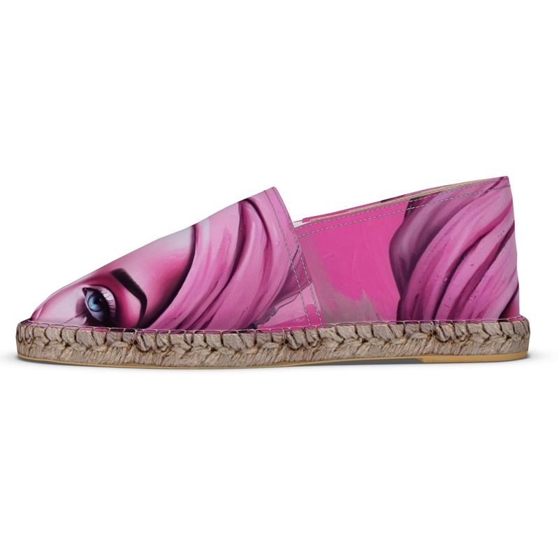 R&RH 'Her Eyes' Pink Designer Unisex Espadrilles with Jute Insole and Non-Slip Rubber Sole