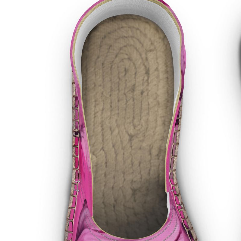 R&RH 'Her Eyes' Pink Designer Unisex Espadrilles with Jute Insole and Non-Slip Rubber Sole