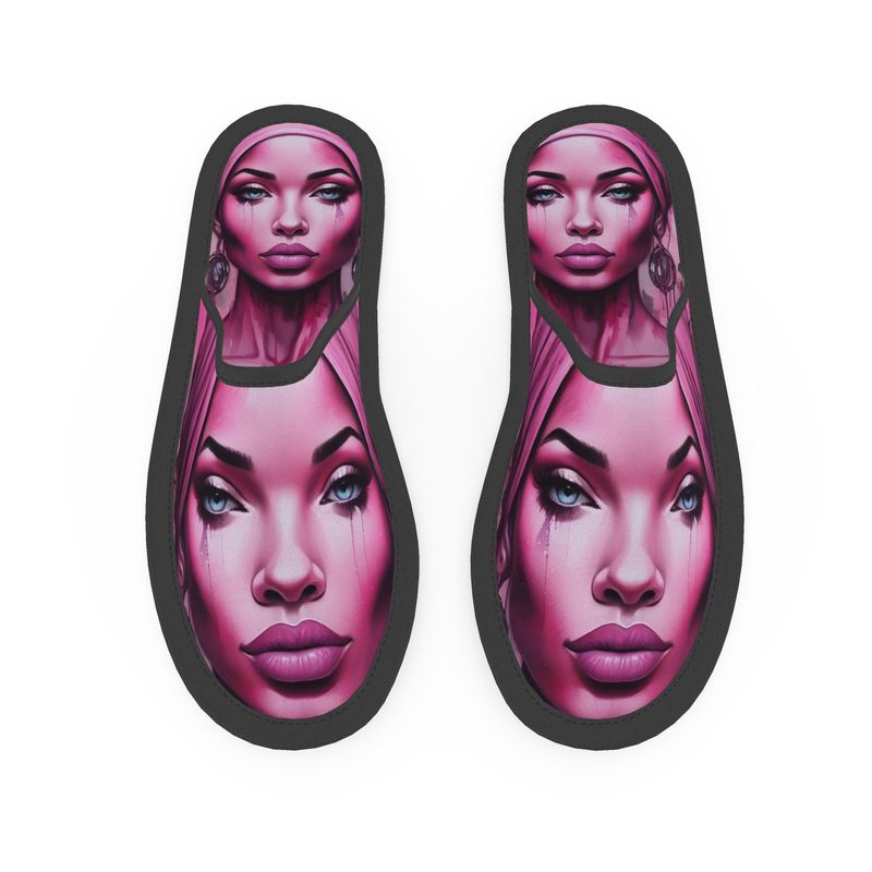 R&RH 'Her Eyes' Pink Designer Slippers with padded soles and neoprene upper