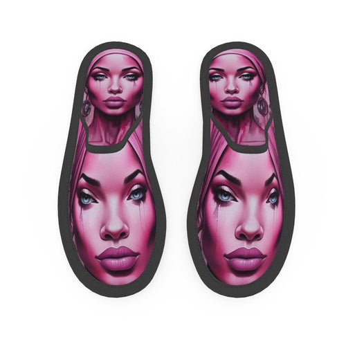 R&RH 'Her Eyes' Pink Designer Slippers with padded soles and neoprene upper