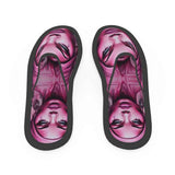 Pink slippers with neoprene upper and padded leatherette soles featuring the 'Her Eyes' design — product detail