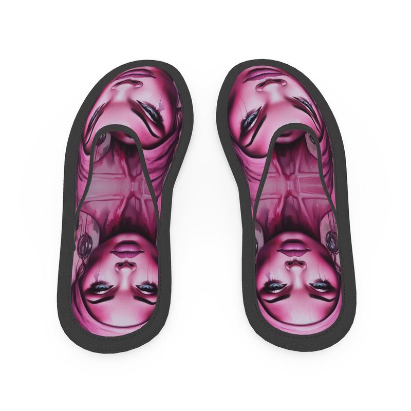 R&RH 'Her Eyes' Pink Designer Slippers with padded soles and neoprene upper