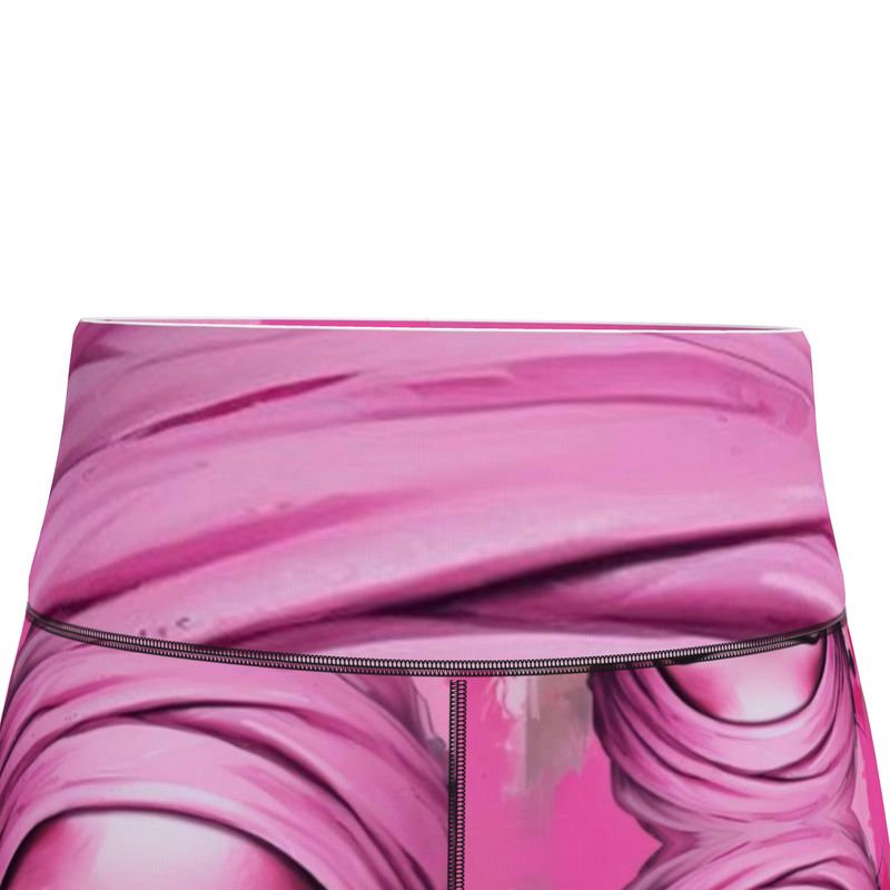R&RH 'Her Eyes' pink designer sports leggings made from flexible Lycra fabric