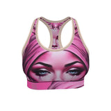 Pink sports bra in Flex Sport Lycra with wide-size range and compression support — alternate view