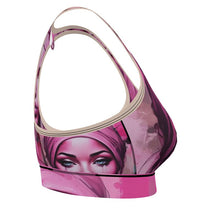 Load image into Gallery viewer, R&amp;RH &#39;Her Eyes&#39; Pink Designer Sports Bra
