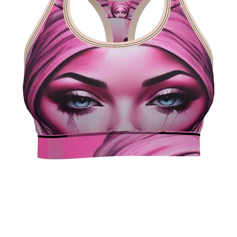 Pink sports bra in Flex Sport Lycra with wide-size range and compression support — additional view 8
