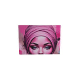 Pink faux-suede apron with webbing neck and waist ties — alternate view