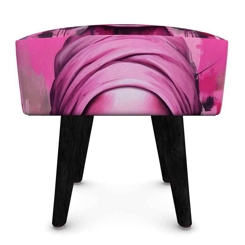 Pink ChiChi Velour footstool in round, square, or hexagonal shape — product detail