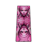Pink yoga mat with natural rubber non-slip base and hessian lattice