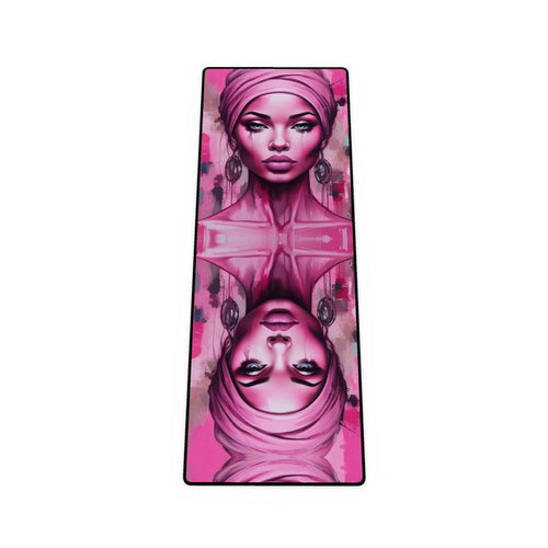 R&RH 'Her Eyes' Pink Designer Yoga Mat with natural rubber non-slip base and eco-friendly hessian lattice