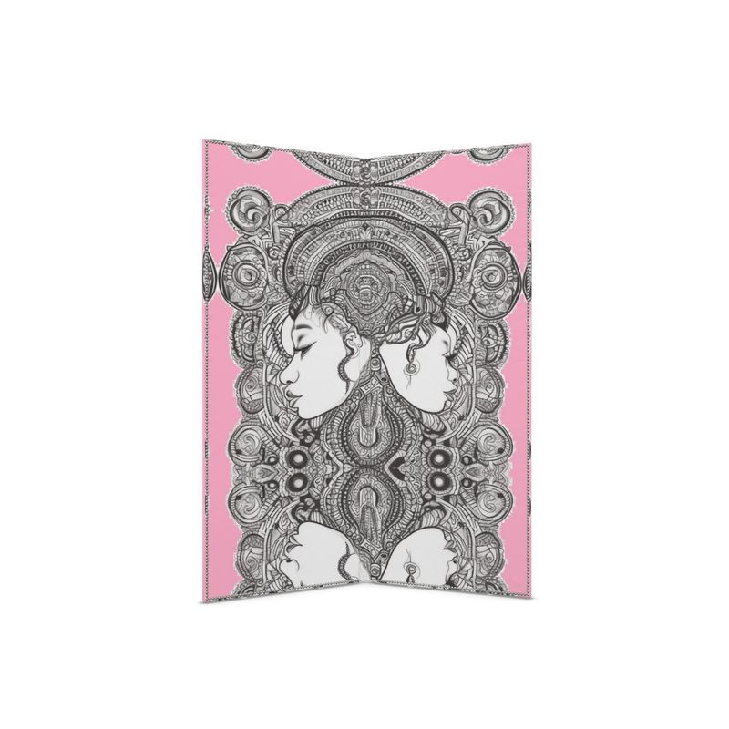 Rich and Rich Pink Destiny Designer Originals Folding Screen made of canvas with concertina fold