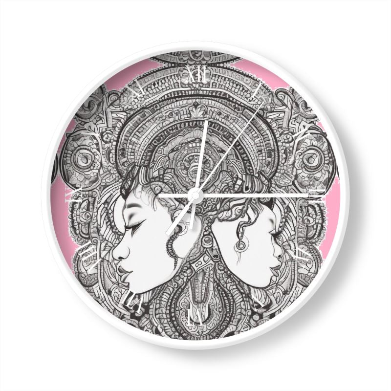 Rich and Rich Pink Destiny Designer Wall Clock set with hand-printed pink design