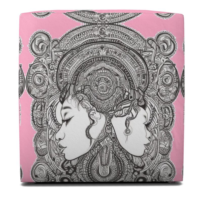 Rich and Rich Pink Destiny Designer Originals Square Pouffe in soft velour fabric