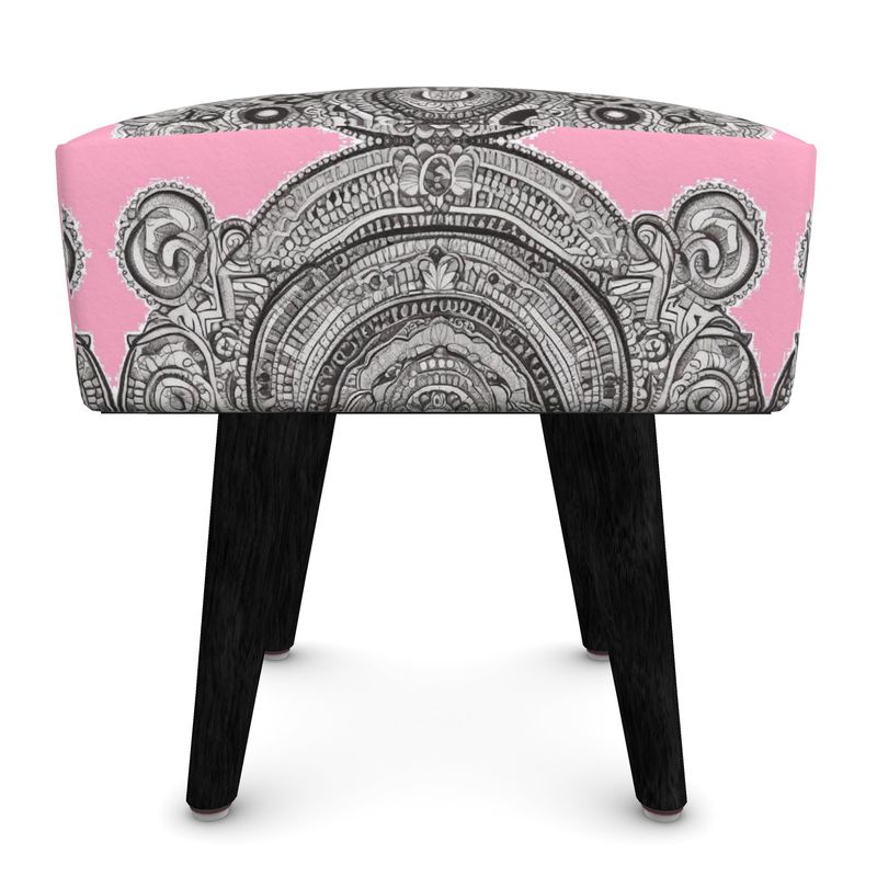 Rich and Rich Pink Destiny Designer Originals Home Decor Footstool in plush pink velour fabric